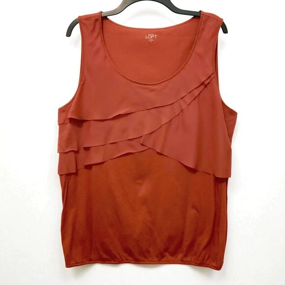 Ann Taylor Loft Layered Ruffle Tank Top Salmon XL - Picture 1 of 6